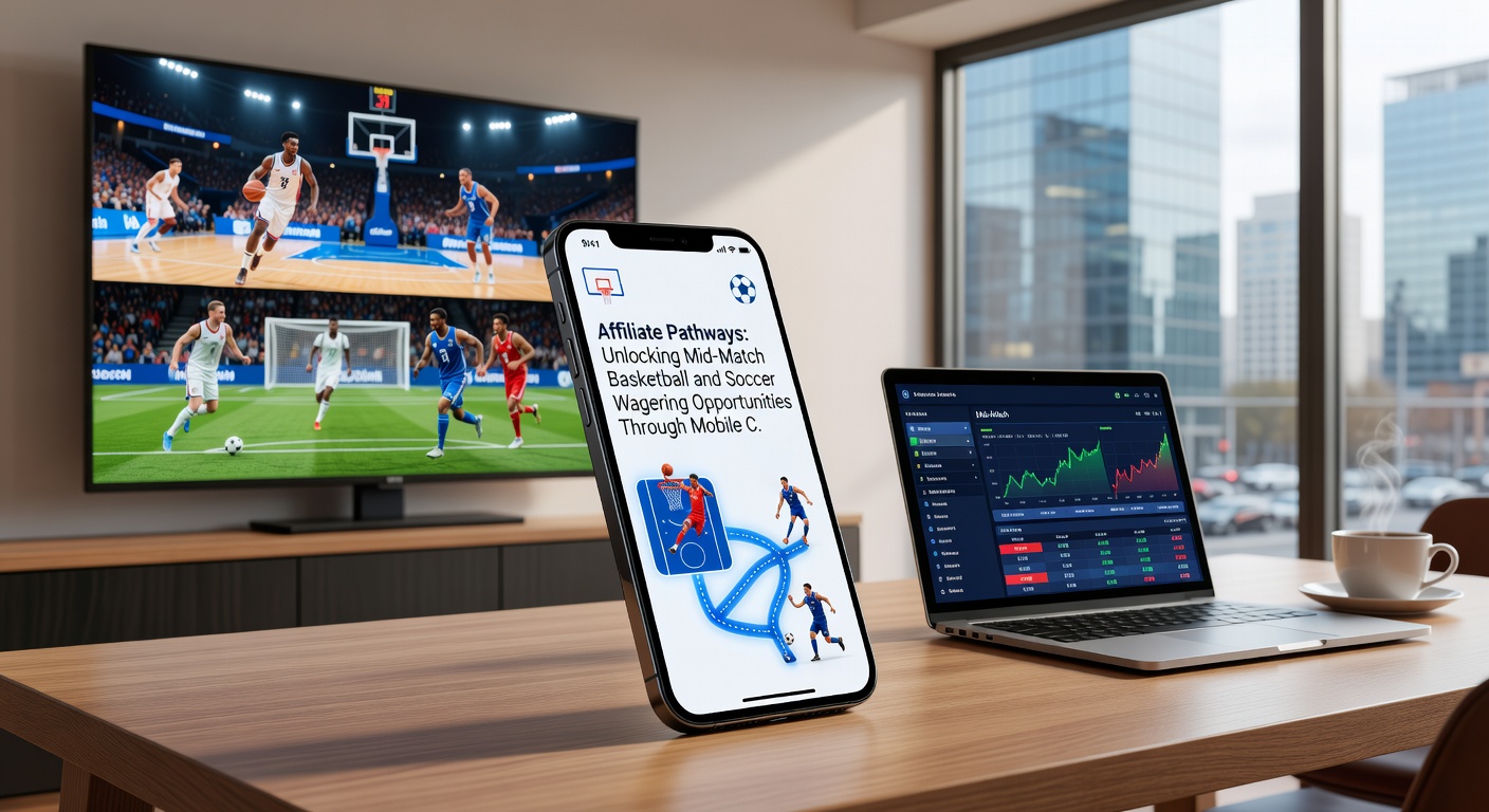Soccer match in progress with mobile live betting interface overlay showing real-time odds
