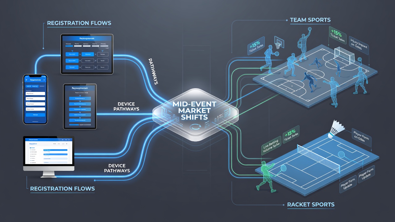 Smartphone application displaying mid-event market changes during a professional tennis match with team sport overlays