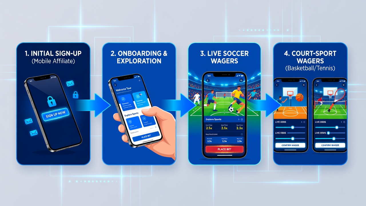 Mobile interface showing live soccer and tennis betting options after account verification