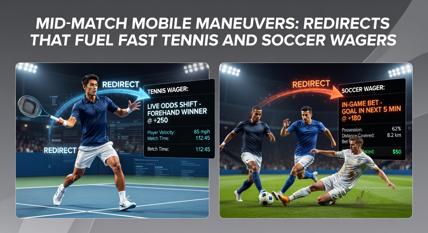 Soccer player taking a corner kick with overlaid mobile screen showing instant wager redirect for next goal