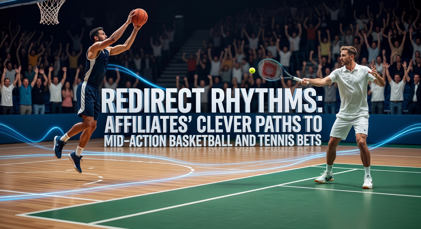 Affiliate dashboard showing redirect flows to live basketball betting interfaces during a high-stakes NBA matchup